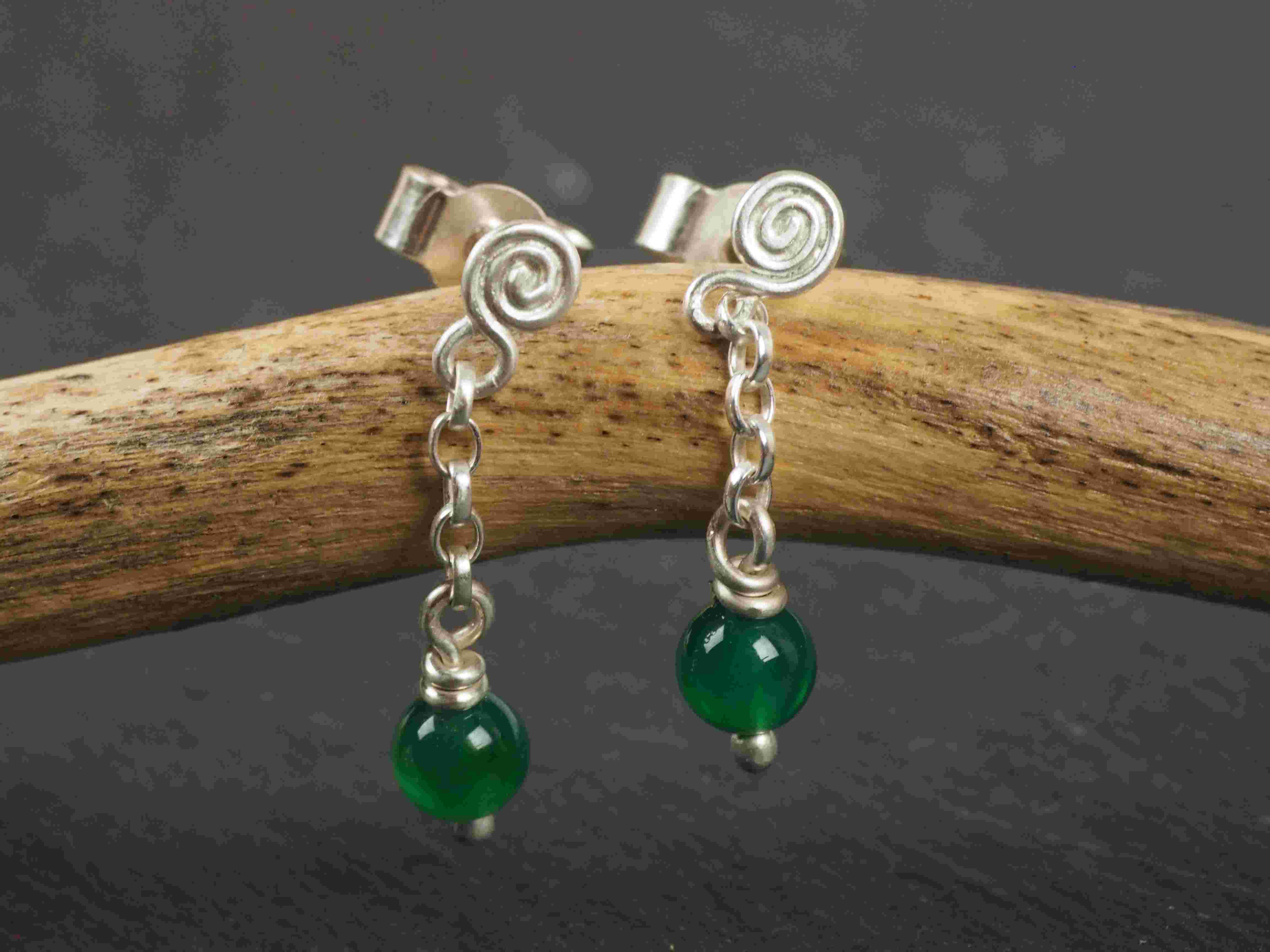 Argent et perles agates - sur commande