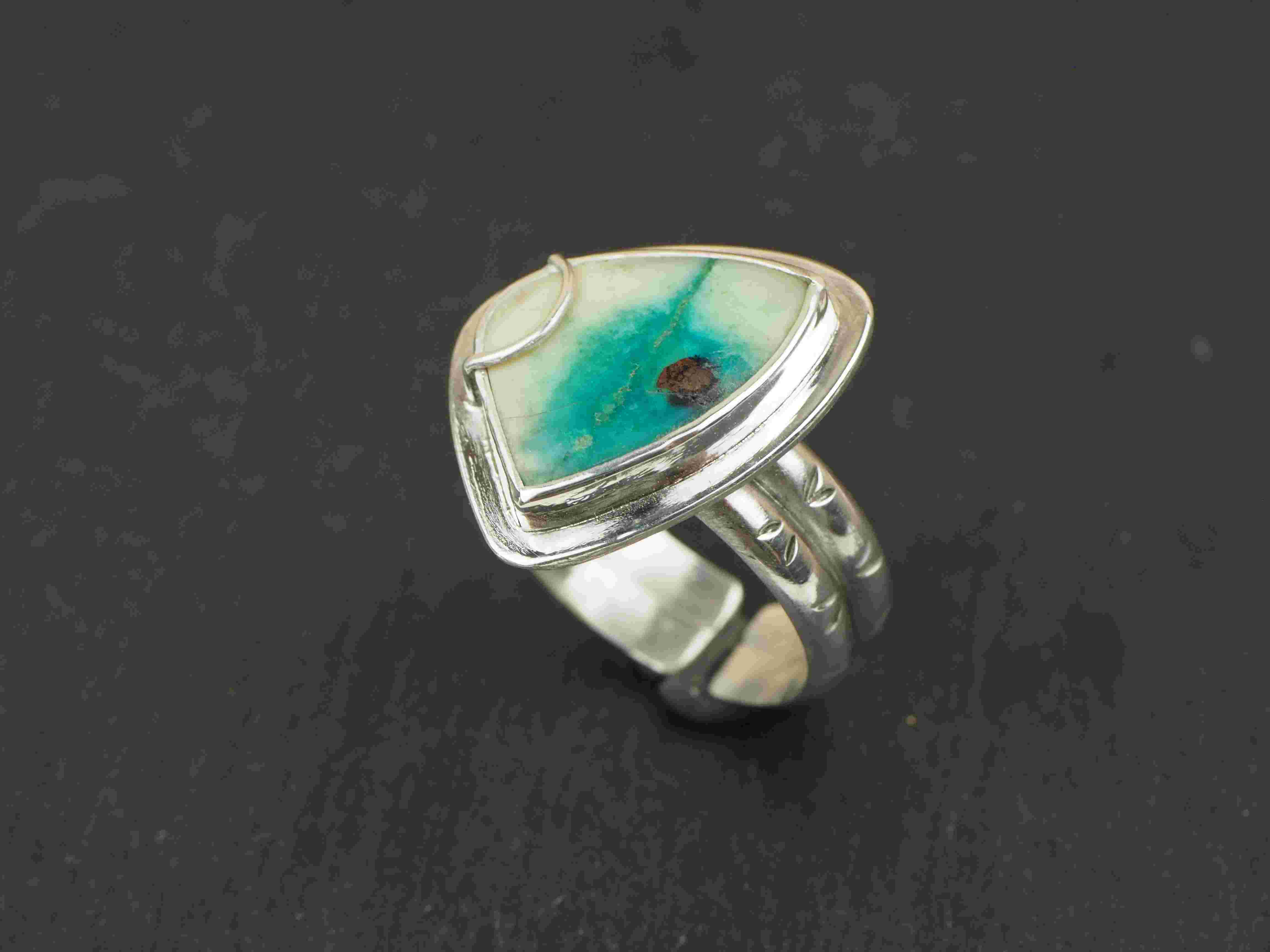 Bois opalisé et argent - 90 euros
