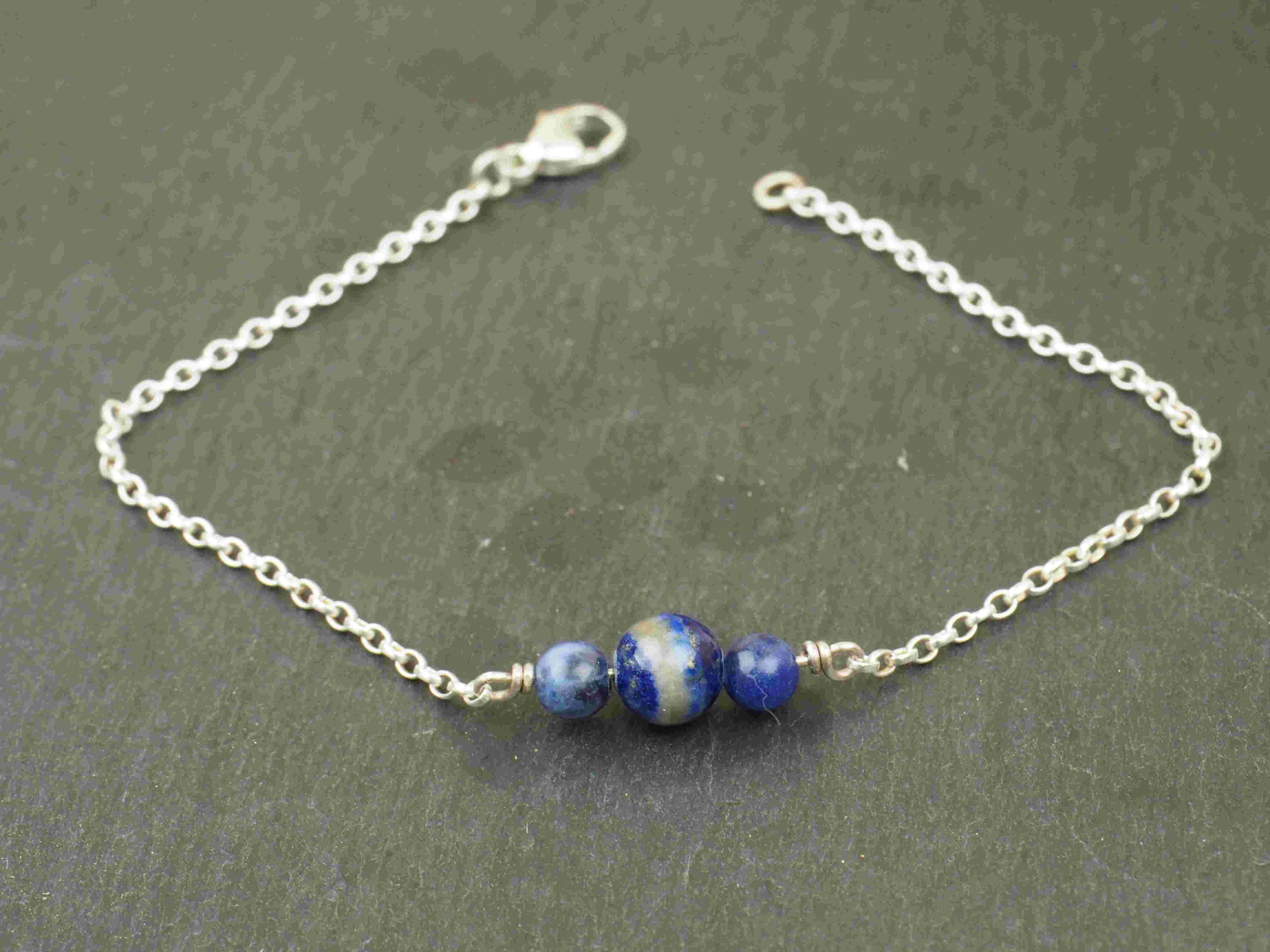 Perles de sodalite et argent - 38 euros